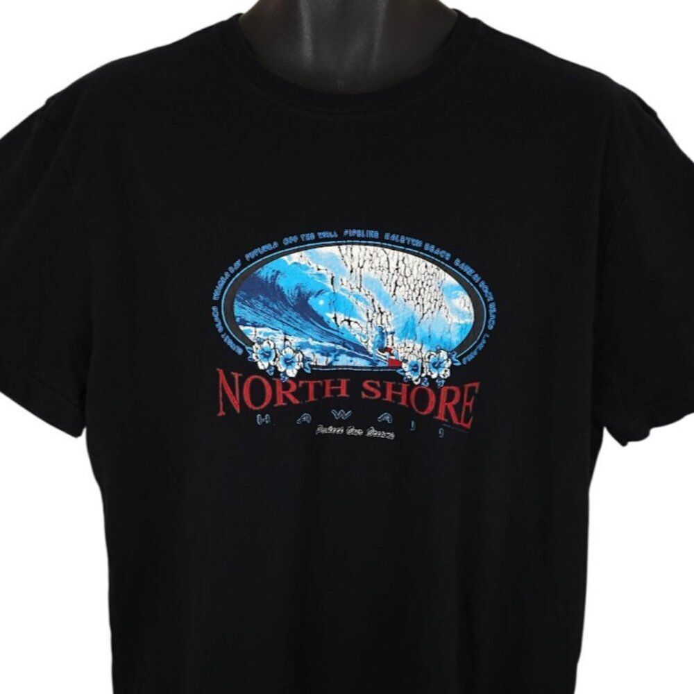 North Shore Hawaii T Shirt Mens Size XL Black Surfer Pipeline Surfing Hawaiian